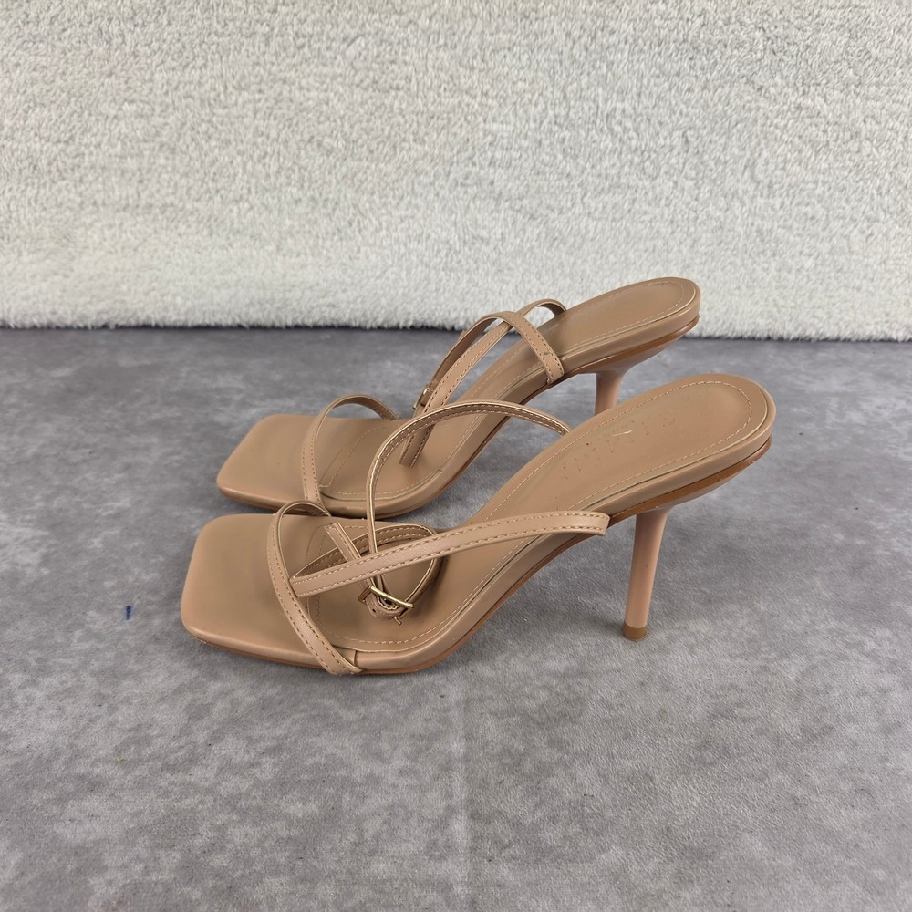 Simmi London Womens Nude Strappy Square Toe Stiletto Heeled Sandals SZ 4S